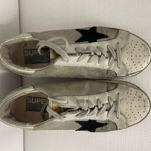 Golden Goose Superstar cloth low trainers size 39, black and white